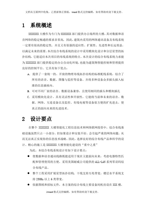 办公场所的大楼综合布线方案