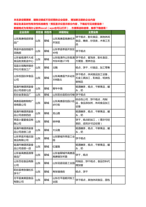 新版山东省聊城饼干糕点工商企业公司商家名录名单联系方式大全18家