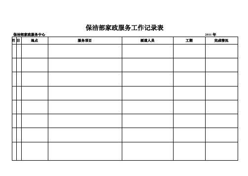 保洁部家政服务工作记录表