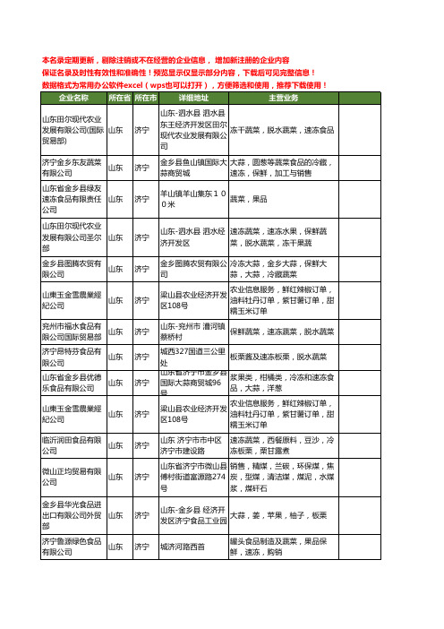 新版山东省济宁速冻蔬菜工商企业公司商家名录名单联系方式大全29家