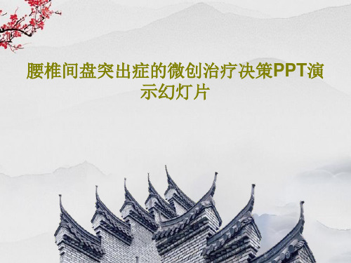 腰椎间盘突出症的微创治疗决策PPT演示幻灯片共40页PPT