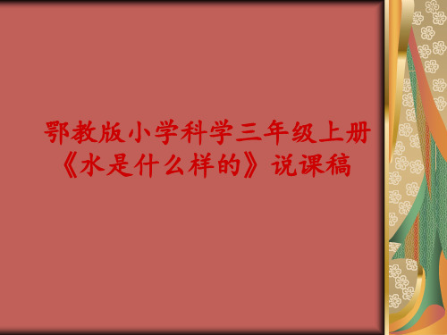 《水是什么样的》说课稿PPT