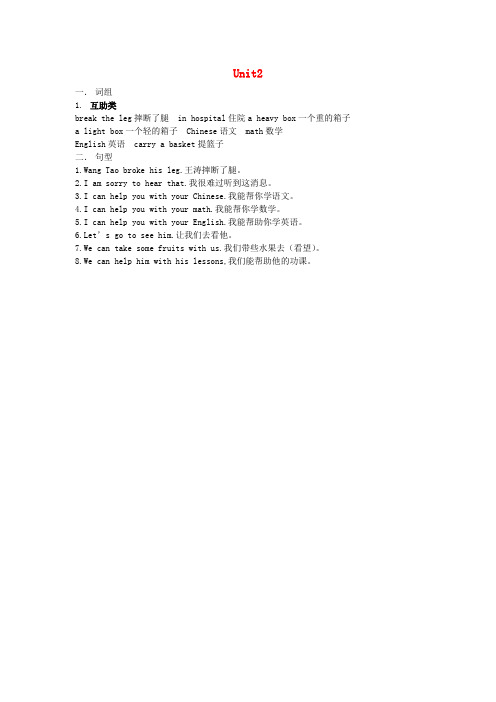 交口县某小学六年级英语下册Unit2HelpingEachOther知识点汇总闽教版三起