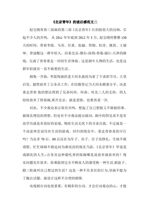 《北京青年》的读后感范文二