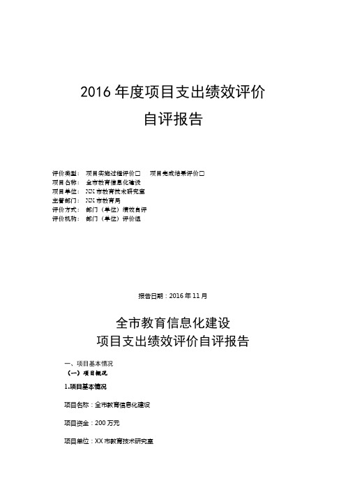 全市教育信息化建设项目支出绩效评价自评报告【模板】