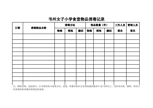 食品消毒记录表