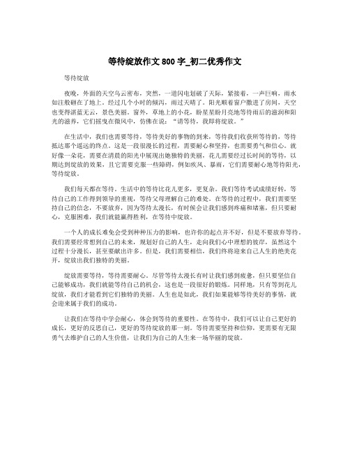 等待绽放作文800字_初二优秀作文