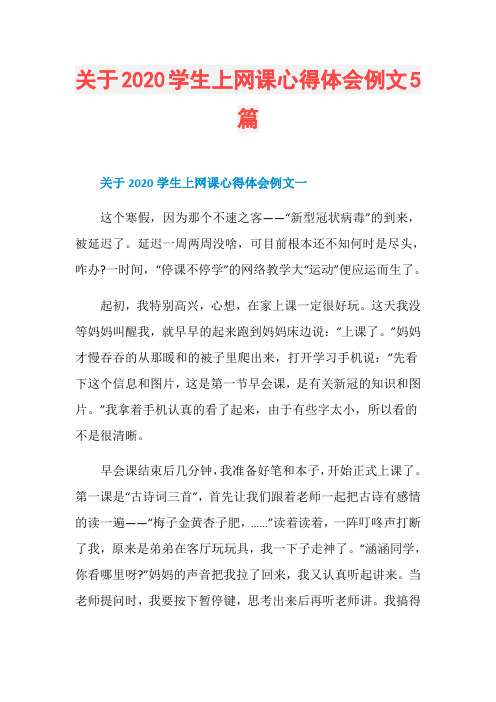 关于2020学生上网课心得体会例文5篇