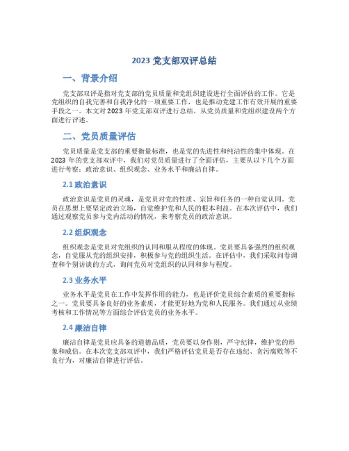 2023党支部双评总结