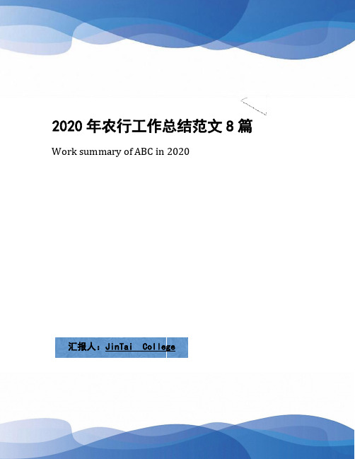 2020年农行工作总结范文8篇