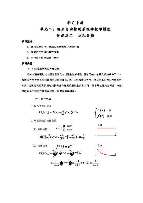 74-学习手册-单元二知识点二拉氏变换和知识点三传递函数