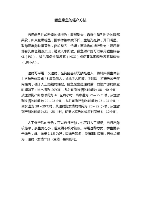 鳜鱼亲鱼的催产方法