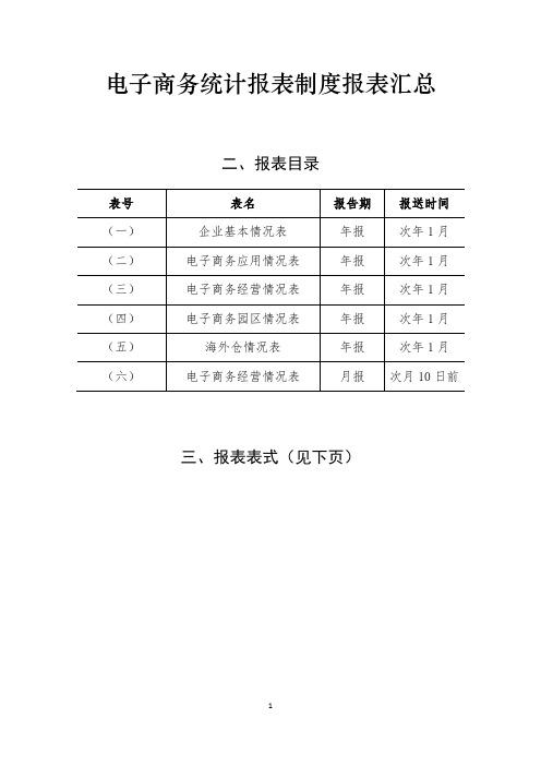 电子商务统计报表制度报表汇总