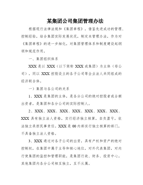 某集团公司集团管理办法