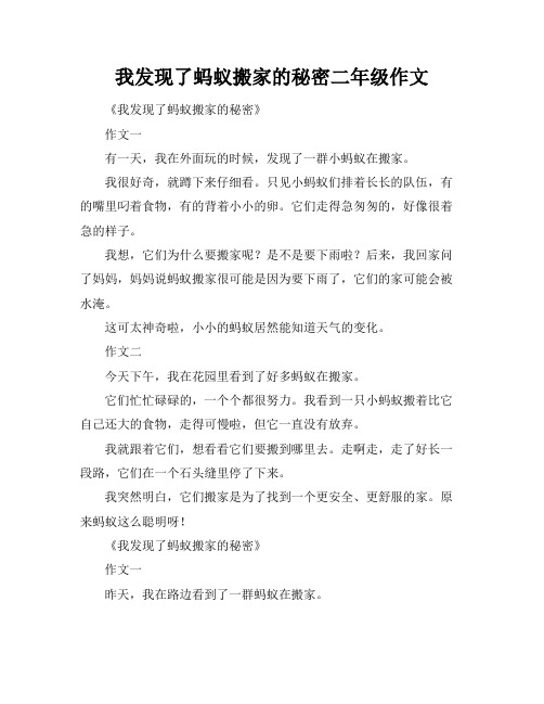 我发现了蚂蚁搬家的秘密二年级作文