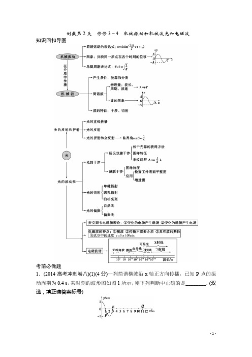 高考物理三轮回扣(倒数第2天)选修3-4机械振动和机械波光和电磁波