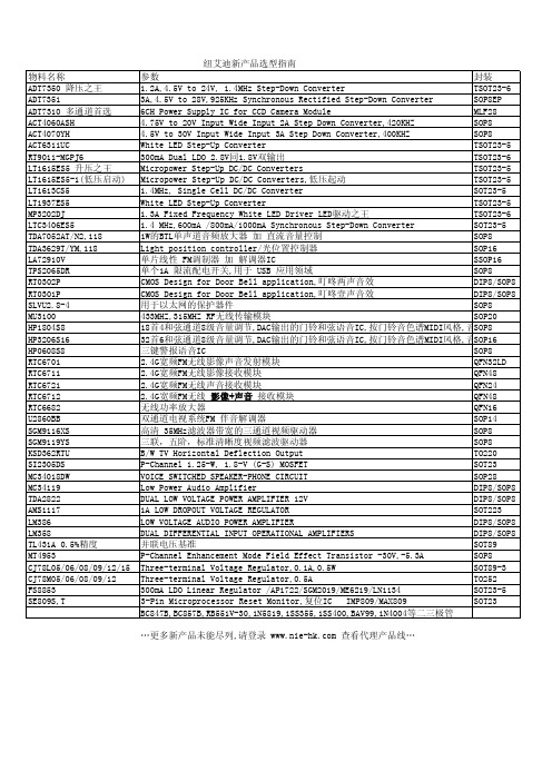 纽艾迪产品选型指南