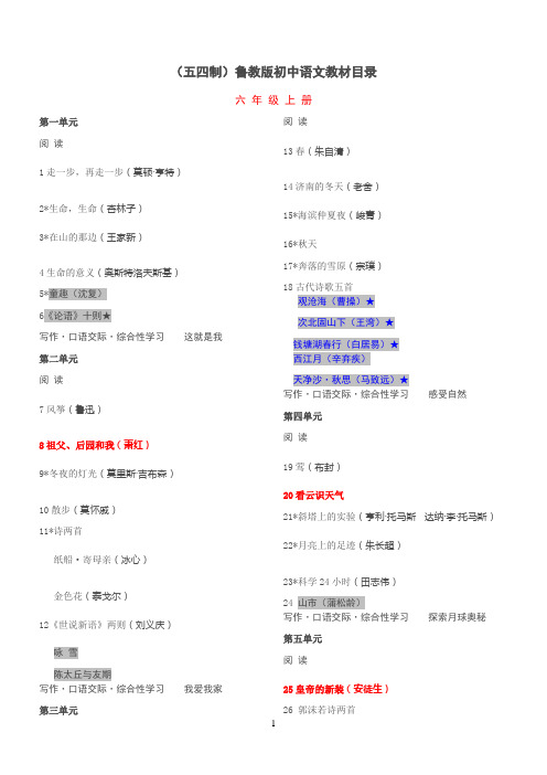 (五四制)鲁教版初中语文目录.doc