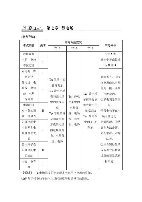 2019版高考物理创新大一轮(基础课 能力课 实验课)江苏专用版文档：第七章 静电场 基础