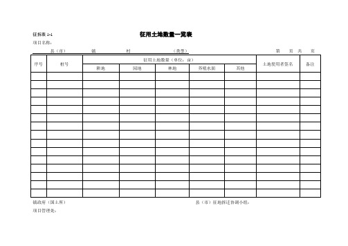 最新征地拆迁各种有用表格