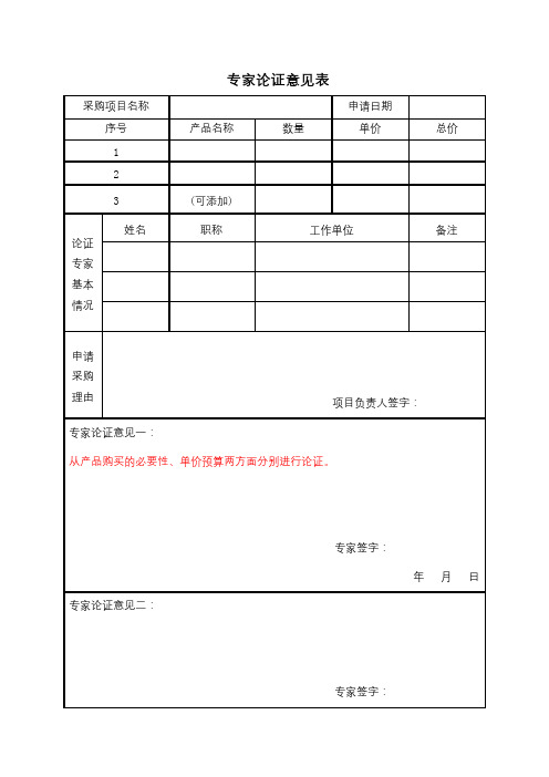 专家论证意见表【模板】