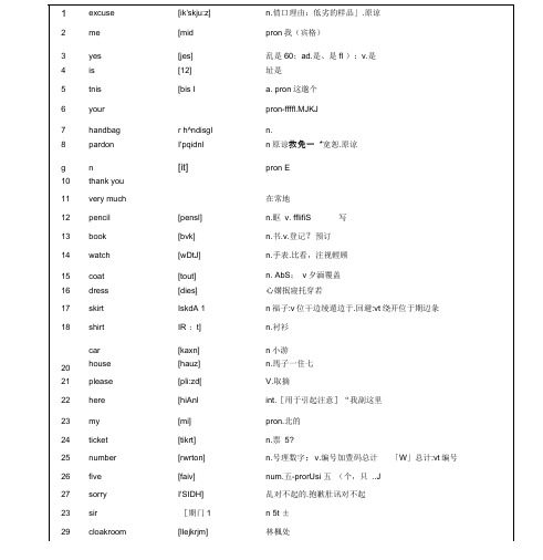 新概念英语第一册单词表(-完整版)