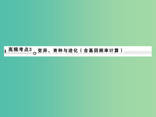 高考生物二轮专题复习 体系通关2 高频考点3 变异、育种与进化(含基因频率计算)