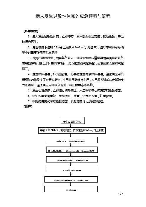 病人发生过敏性休克的应急预案与流程