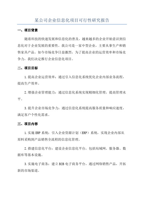 某公司企业信息化项目可行性研究报告