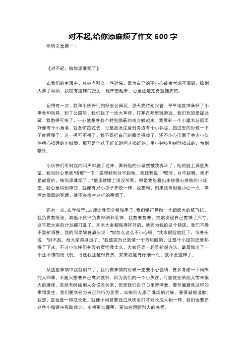 对不起,给你添麻烦了作文600字