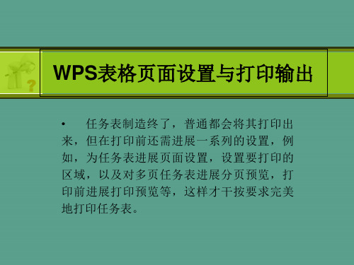 WPS表格页面设置与打印输出ppt课件