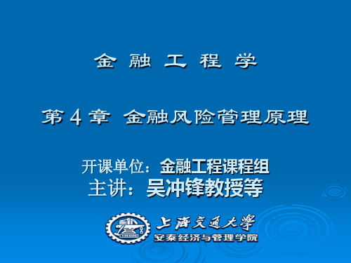 上海交通大学 金融工程学 第4章 金融风险管理原理