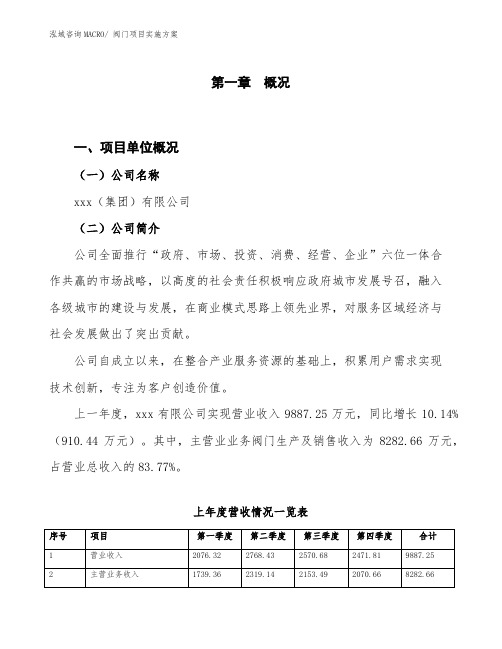 阀门项目实施方案