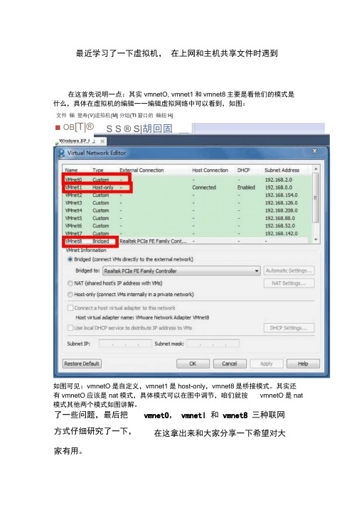 vmwareworkstation中vmnet0,vmnet1,vmnet8的详解