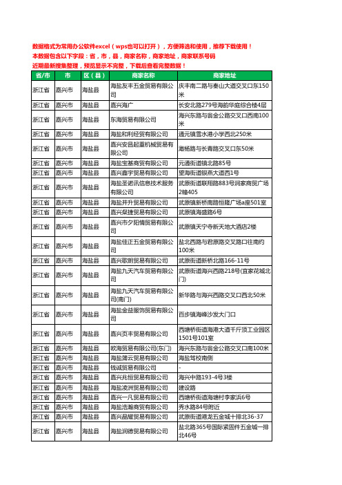 2020新版浙江省嘉兴市海盐县商贸有限公司工商企业公司商家名录名单黄页联系电话号码地址大全75家