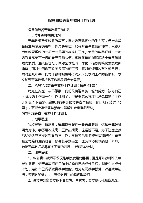 指导和培养青年教师工作计划（精选43篇）