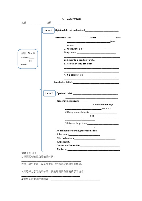 Unit3-Unit4大阅读思维导图人教版英语八年级下册