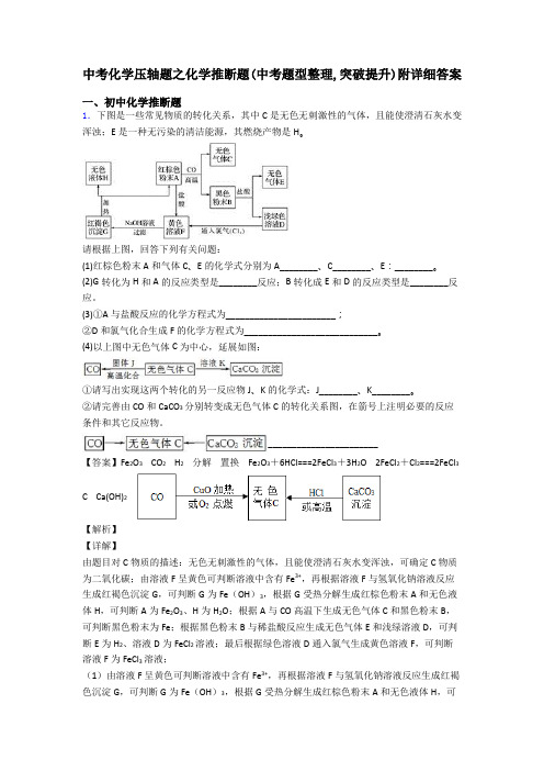 中考化学压轴题之化学推断题(中考题型整理,突破提升)附详细答案