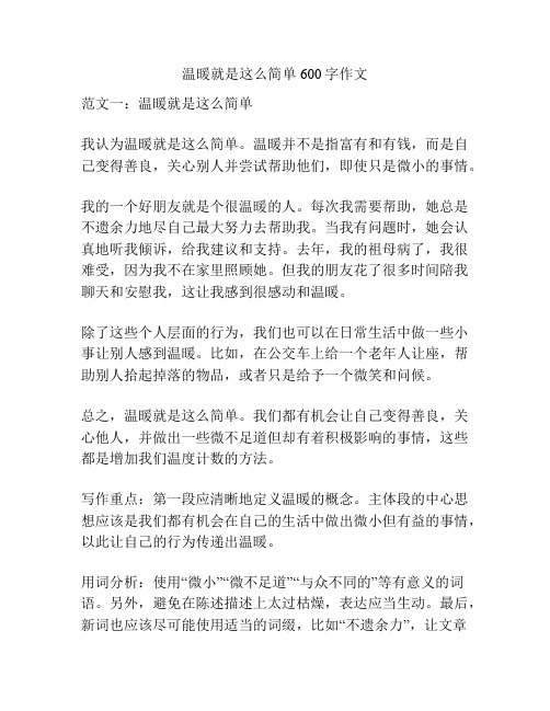 温暖就是这么简单600字作文