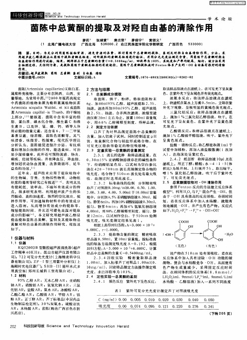 茵陈中总黄酮的提取及对羟自由基的清除作用