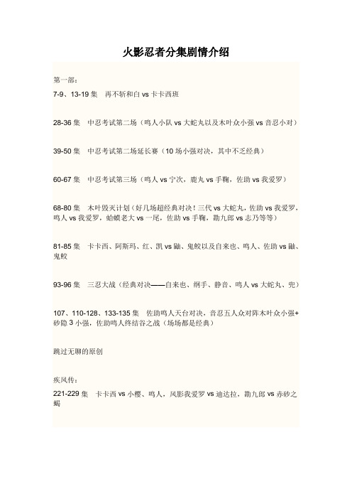 火影忍者分集剧情介绍