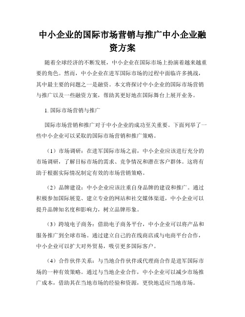 中小企业的国际市场营销与推广中小企业融资方案