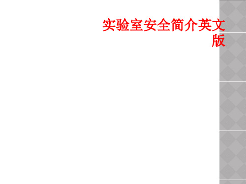 实验室安全简介英文版
