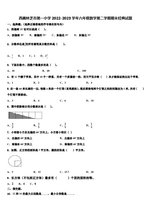 西藏林芝市第一小学2022-2023学年六年级数学第二学期期末经典试题含解析