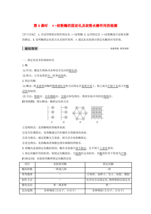 2019-2020学年高中生物 第2部分 酶的应用 第4课时 α-淀粉酶的固定化及淀粉水解作用的