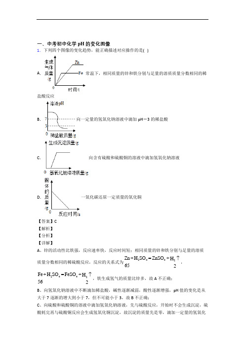 中考化学综合题专题复习【pH的变化图像】专题解析附详细答案