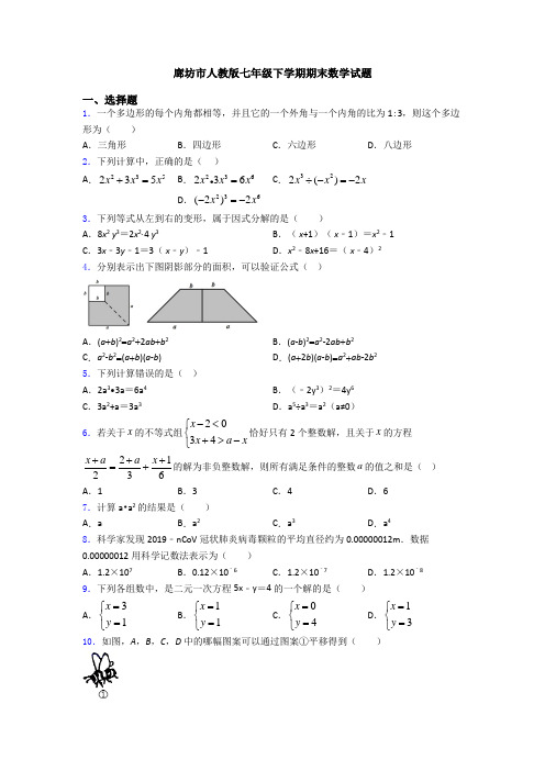 廊坊市人教版七年级下学期期末数学试题