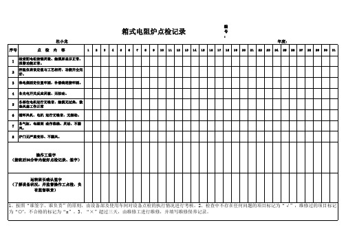 箱式电阻炉点检记录 