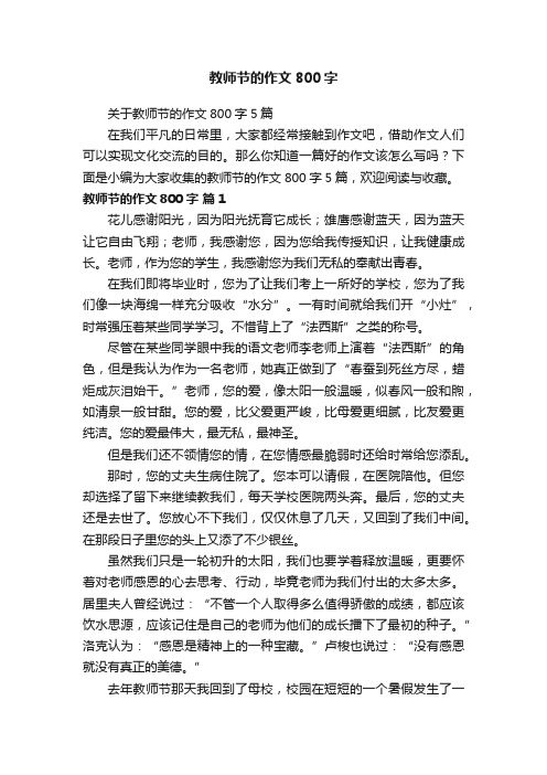 关于教师节的作文800字5篇