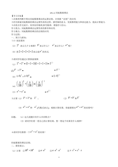 整式的乘除和因式分解全章导学案